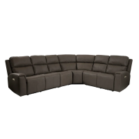 Flexsteel Jarvis Power Reclining Leather Sectional With Power Tilt Headrest