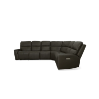 Flexsteel Jarvis Power Reclining Leather Sectional With Power Tilt Headrest