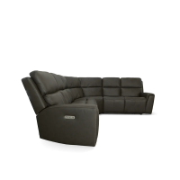 Flexsteel Jarvis Power Reclining Leather Sectional With Power Tilt Headrest