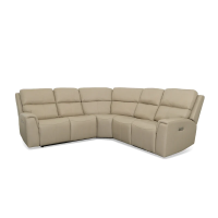 Flexsteel Jarvis Power Reclining Leather Sectional With Power Tilt Headrest