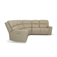 Flexsteel Jarvis Power Reclining Leather Sectional With Power Tilt Headrest