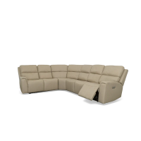 Flexsteel Jarvis Power Reclining Leather Sectional With Power Tilt Headrest