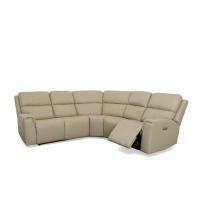 Flexsteel Jarvis Power Reclining Leather Sectional With Power Tilt Headrest