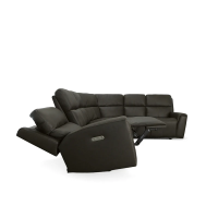 Flexsteel Jarvis Power Reclining Leather Sectional With Power Tilt Headrest
