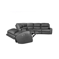 Flexsteel Linden Power Reclining Leather Sectional With Power Tilt Headrest | Power Lumbar