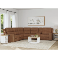 Flexsteel Linden Power Reclining Leather Sectional With Power Tilt Headrest | Power Lumbar