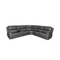 Flexsteel Linden Power Reclining Leather Sectional With Power Tilt Headrest | Power Lumbar
