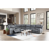 Flexsteel Linden Power Reclining Leather Sectional With Power Tilt Headrest | Power Lumbar