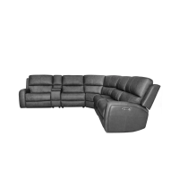 Flexsteel Linden Power Reclining Leather Sectional With Power Tilt Headrest | Power Lumbar