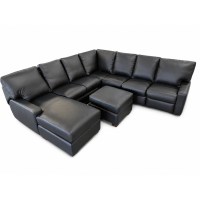 New Mavien Power Reclining Leather Sectional And Ottoman As Shown