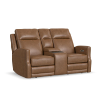 Flexsteel Maxwell Power Reclining Leather Sofa or Set With Power Tilt Headrest | Power Lumbar
