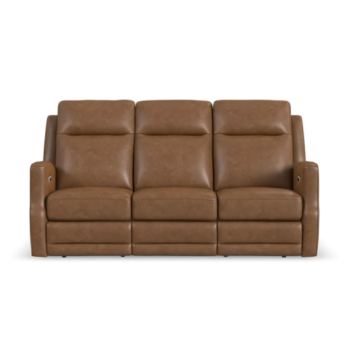 Flexsteel Maxwell Power Reclining Leather Sofa or Set With Power Tilt Headrest | Power Lumbar