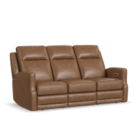 Flexsteel Maxwell Power Reclining Leather Sofa or Set With Power Tilt Headrest | Power Lumbar