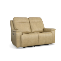 Flexsteel Odell Power Reclining Leather Sofa or Set With Power Tilt Headrest | Power Lumbar
