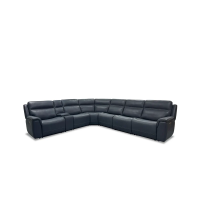 Flexsteel Sawyer Power Reclining Leather Sectional With Power Tilt Headrest | Power Lumbar