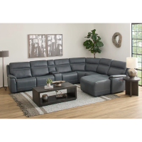 Flexsteel Sawyer Power Reclining Leather Sectional With Power Tilt Headrest | Power Lumbar