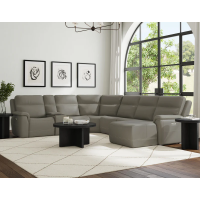 Flexsteel Sawyer Power Reclining Leather Sectional With Power Tilt Headrest | Power Lumbar