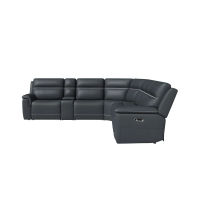Flexsteel Sawyer Power Reclining Leather Sectional With Power Tilt Headrest | Power Lumbar