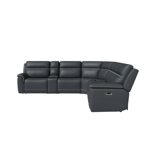 Flexsteel Sawyer Power Reclining Leather Sectional With Power Tilt Headrest | Power Lumbar