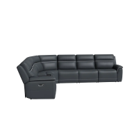 Flexsteel Sawyer Power Reclining Leather Sectional With Power Tilt Headrest | Power Lumbar