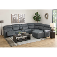 Flexsteel Sawyer Power Reclining Leather Sectional With Power Tilt Headrest | Power Lumbar