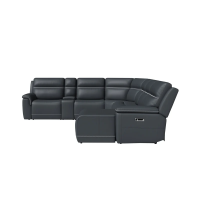 Flexsteel Sawyer Power Reclining Leather Sectional With Power Tilt Headrest | Power Lumbar