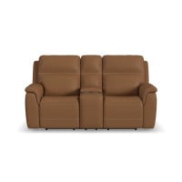 Flexsteel Sawyer Power Reclining Leather Sofa or Set With Power Tilt Headrest | Power Lumbar