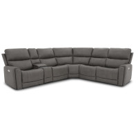 Flexsteel Carter Power Reclining Sectional With Power Tilt Headrest And Power Lumbar