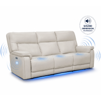 Harmony Triple Power Reclining Leather Sofa Home Theater Speaker Air Massage 3-Zone Heating Zero Gravity