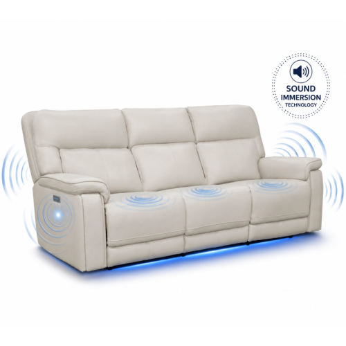 Harmony Triple Power Reclining Leather Sofa Home Theater Speaker Air Massage 3-Zone Heating Zero Gravity