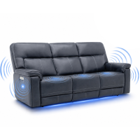 Harmony Triple Power Reclining Leather Sofa Home Theater Speaker Air Massage 3-Zone Heating Zero Gravity