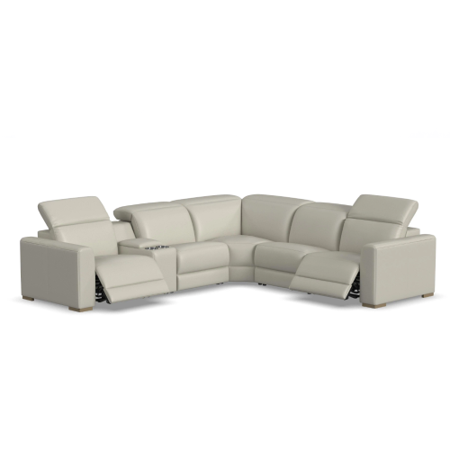 Flexsteel Aurora Power Reclining Leather Sectional With Power Tilt Headrest