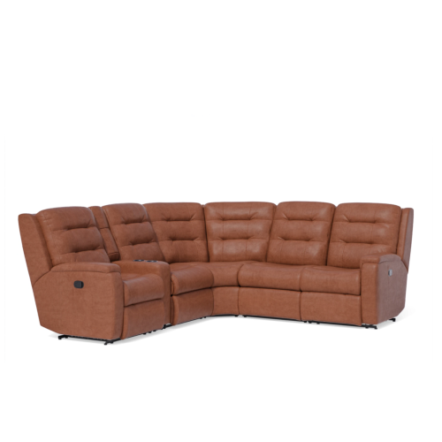Flexsteel Arlo Power Reclining Leather Sectional With Optional Power Headrest Power Lumbar