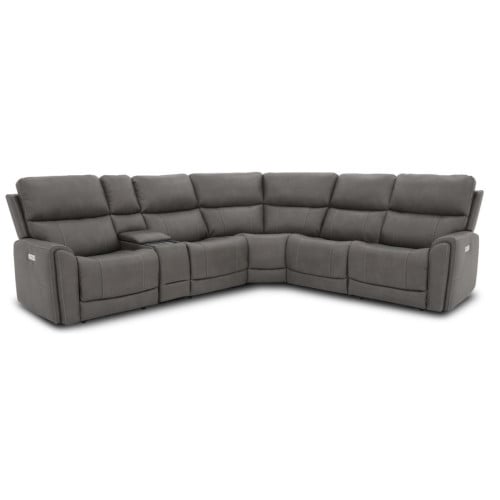 Flexsteel Carter Power Reclining Sectional With Power Tilt Headrest And Power Lumbar