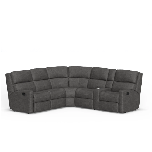 Flexsteel Catalina Power Reclining Leather Sectional With Option Power Tilt Headrest