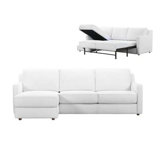 Lombardi Leather Sleeper Storage Sectional