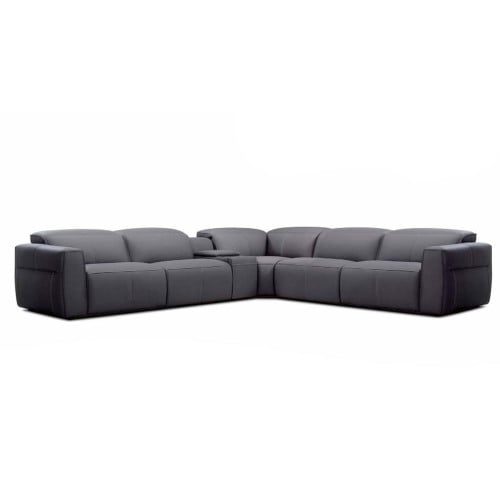 Duke Power Reclining Leather Sectional with Power Headrest Get FREE Leather Samples
