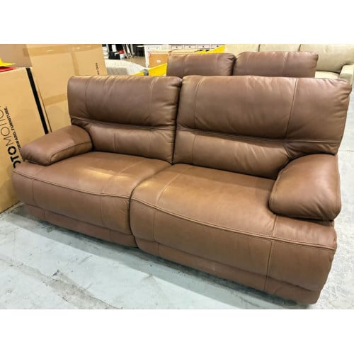 Scratch & Dent Carden Manual Reclining Leather Sofa & Loveseat ONLY 1 AVAILABLE Ready To Ship In Grade 60 Rangers Russet