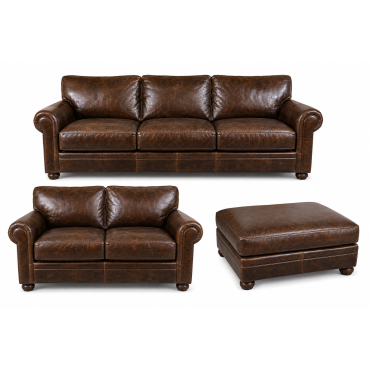 New Lanister Oversized Seating Leather 96 " Sofa, Loveseat And Cocktail Ottoman