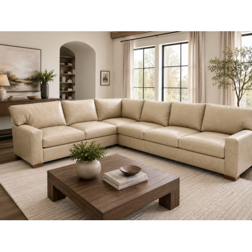 Brand New Max 43 Inch Deep Seating Leather Sectional 1 Available Ships in 1 to 2 Weeks