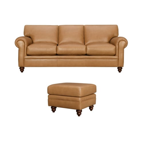 Brand New Torra Leather Sofa  And Ottoman 1 Available 65% Off Ready To Ship