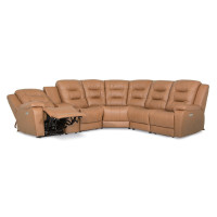 Lenna Power Reclining Leather Sectional - Available With Power Tilt Headrest | Power Lumbar