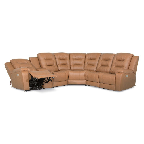 Lenna Power Reclining Leather Sectional - Available With Power Tilt Headrest | Power Lumbar