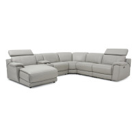 Abella Power Reclining Leather Sectional With Power Headrest