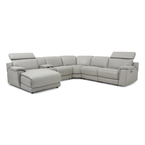 Abella Power Reclining Leather Sectional With Power Headrest