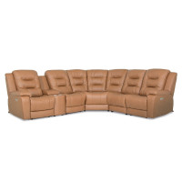 Lenna Power Reclining Leather Sectional - Available With Power Tilt Headrest | Power Lumbar