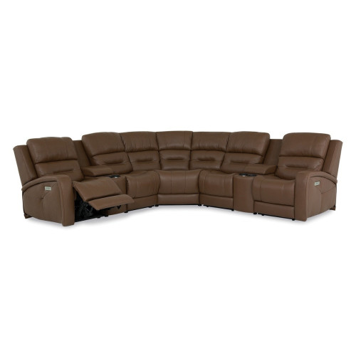 Adria Power Reclining Leather Sectional - Available With Power Tilt Headrest | Power Lumbar