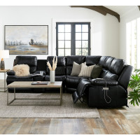 Kenna Power Reclining Leather Sectional - Available With Power Tilt Headrest | Power Lumbar