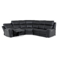 Tessa Bay Power Reclining Leather Sectional - Available With Power Tilt Headrest | Power Lumbar