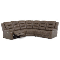 Lenna Power Reclining Leather Sectional - Available With Power Tilt Headrest | Power Lumbar